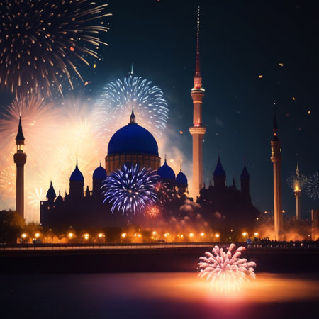 Happy new year fireworks confetti background images collections cute wallpapers ai generatedの素材