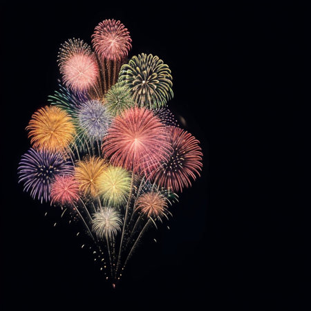Happy new year fireworks confetti background images collections cute wallpapers ai generatedの素材