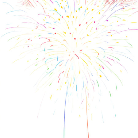 Colorful fireworks on a white background. Vector illustration for your designの素材