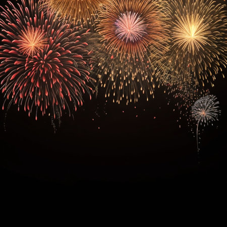 Fireworks background with space for your text. Vector Illustration.の素材