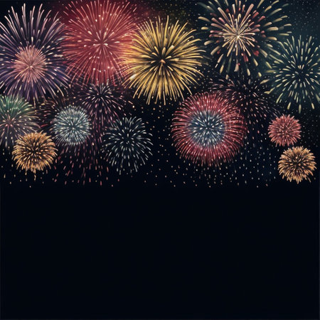 Fireworks background with space for your text. Vector Illustration.の素材