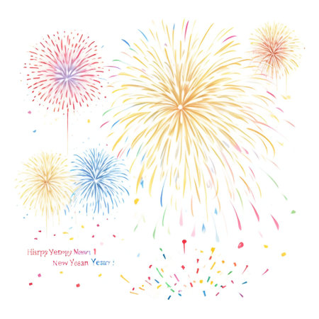 Fireworks on a white background. Vector illustration for your design.の素材