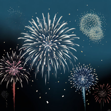 Fireworks background with space for your own text, vector illustration.の素材