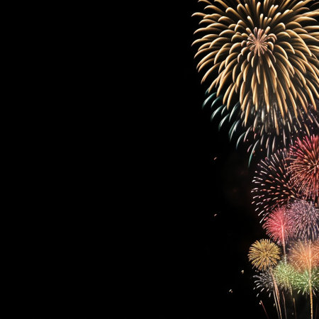 Colorful fireworks display for celebration happy new year and merry christmasの素材