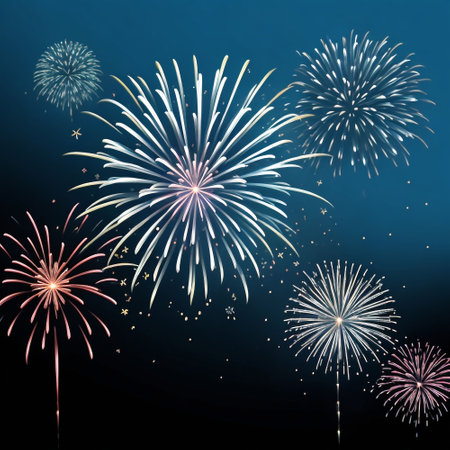 Fireworks background with space for text or image. Vector illustration.の素材
