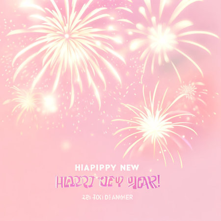 Happy New Year and Merry Christmas background with fireworks. Vector illustration.の素材