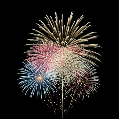 Colorful firework display for celebration happy new year and merry christmasの素材