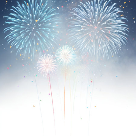 Colorful fireworks on blue sky background for celebration happy new year and merry christmasの素材