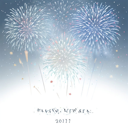 Happy New Year 2017. Greeting card with fireworks. Vector illustration.の素材
