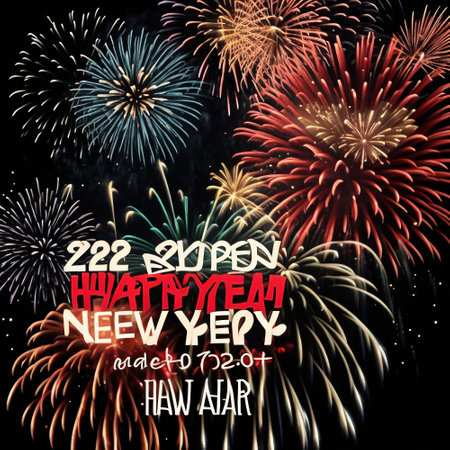 Happy new year and merry christmas background with fireworks. Vector illustrationの素材