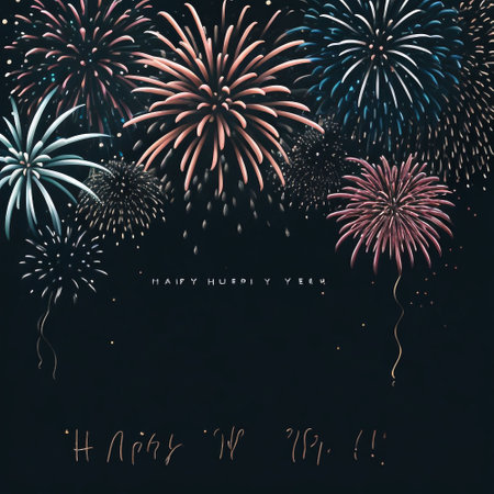 Happy New Year greeting card with fireworks. Vector Illustration EPS10の素材