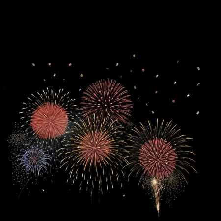 Happy new year fireworks confetti background images collections cute wallpapers ai generatedの素材