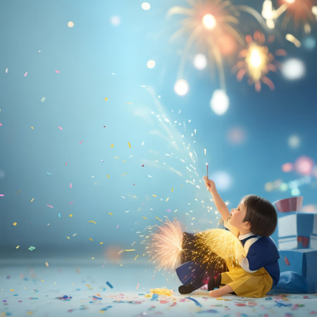 Happy new year fireworks confetti background images collections cute wallpapers ai generatedの素材