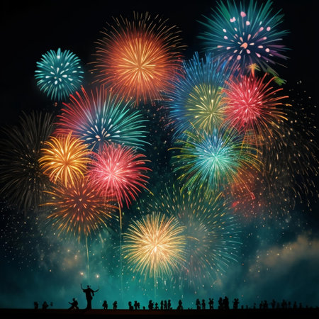 Happy new year fireworks confetti background images collections cute wallpapers ai generatedの素材
