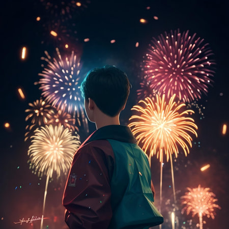 Happy new year fireworks confetti background images collections cute wallpapers ai generatedの素材