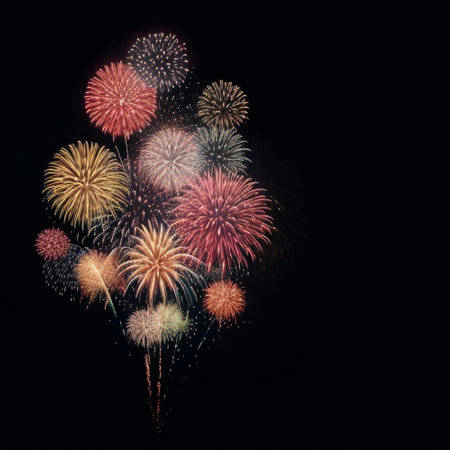 Colorful fireworks display for celebration happy new year and merry christmasの素材