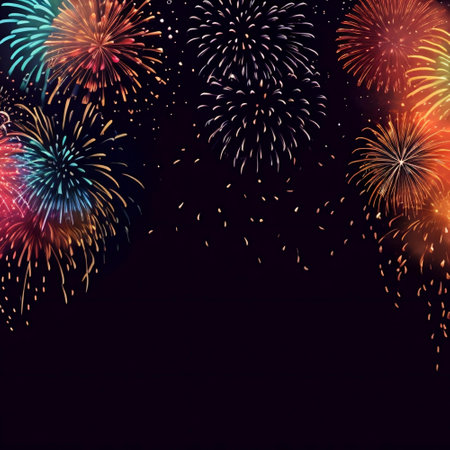 Fireworks background with space for your text. Vector Illustration.の素材
