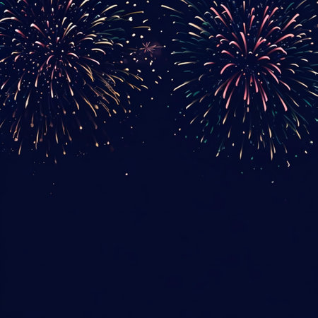Colorful fireworks of various colors over night sky background. Celebration concept.の素材