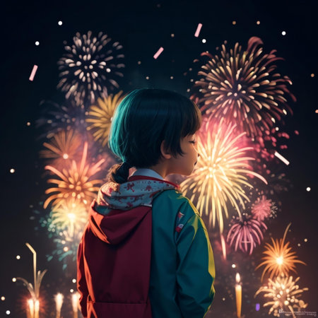 Happy new year fireworks confetti background images collections cute wallpapers ai generatedの素材