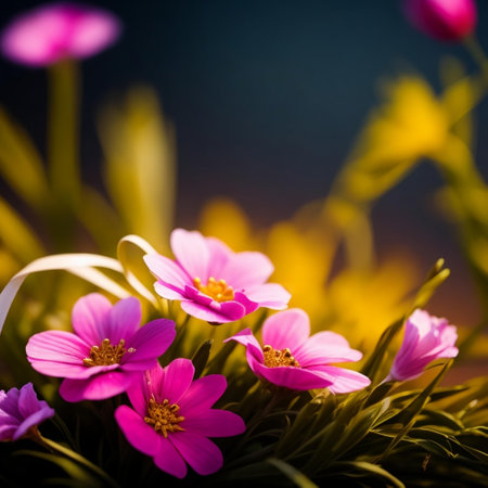 Beautiful spring flowers on a dark background. Selective focus.の素材