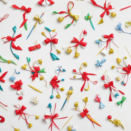 Greeting card with flowers and hearts on a white background.の素材