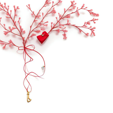 Valentine's day background. Red heart with a gift on a white background.の素材