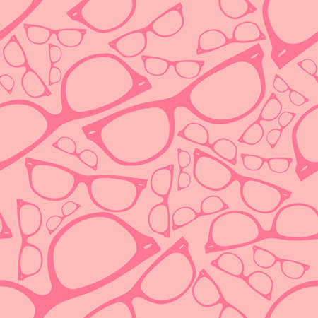 Vector pink design seamless pattern with glasses. Shapes in endless pattern design. Rims seamless pattern for print, textile, fabric, clothing, accessories, background in a modern wayのイラスト素材