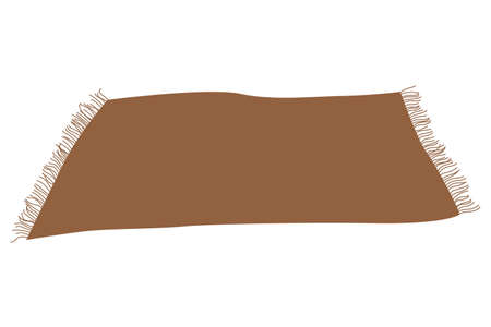 vector rug with fringe in brown color for cozy homeのイラスト素材