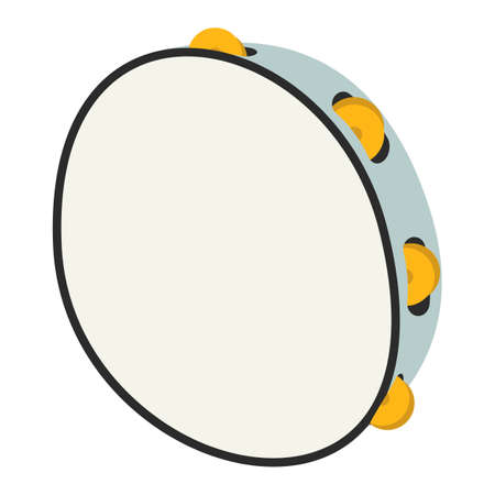 Round tambourine. percussion musical instruments. Vector element isolated on whiteのイラスト素材