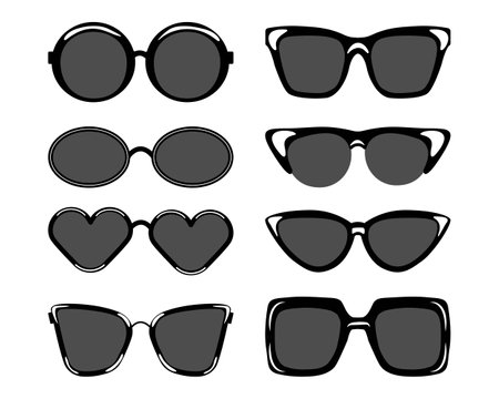 sun glasses black silhouette vector flat elementのイラスト素材
