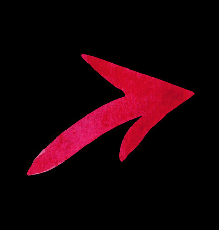 freehand red watercolor arrow