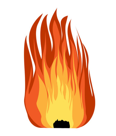 fire with flames vector bonfire for fireplace decorのイラスト素材