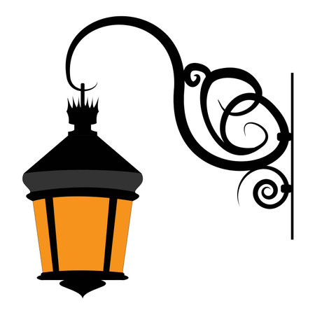 Street vintage lantern in the style of a silhouette on a holder with monogramsのイラスト素材