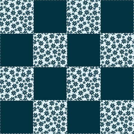 seamless vector pattern of pieces in patchwork style with thread stitch stitchのイラスト素材