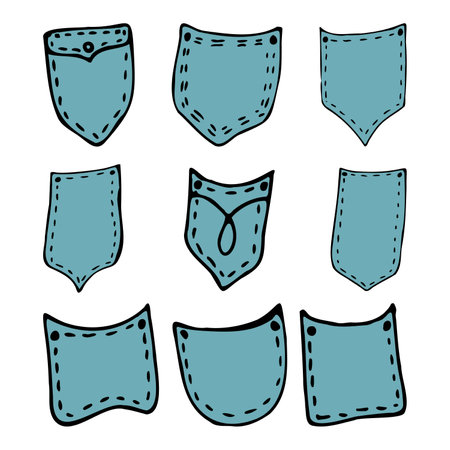 set of vector jeans pockets with stitchingのイラスト素材