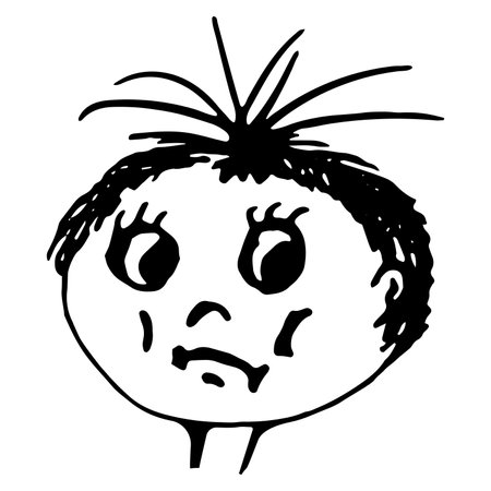 face doodle of a boy character with surprised eyesのイラスト素材
