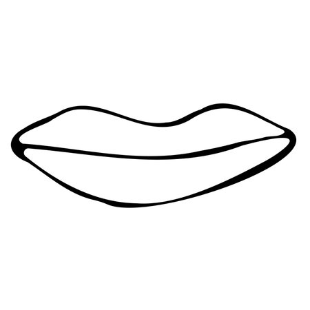 vector doodle illustration of closed lipsのイラスト素材