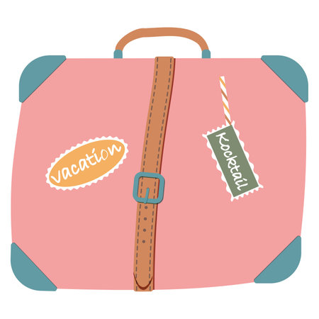 Retro suitcase with handle for bags in flat styleのイラスト素材