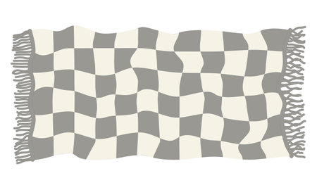 Boho fringed plaid rug for cozy home decor or picnicのイラスト素材