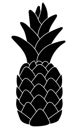 Pineapple silhouette in black colorのイラスト素材