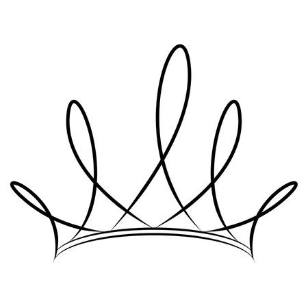 vector crown with graceful tops outline silhouette of one colorのイラスト素材