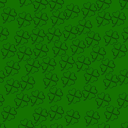seamless pattern of four-leaf clovers on green backgroundのイラスト素材
