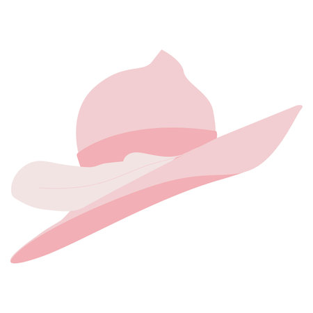 elegant summer pink sunhat with featherのイラスト素材