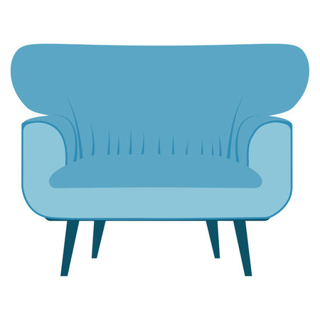 Blue soft sofa with railings. Interior itemのイラスト素材