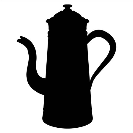 Black silhouette of a teapot with a handleのイラスト素材