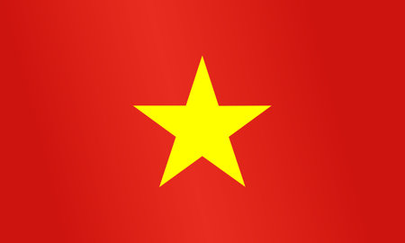 Vietnam flag vector. Yellow star on red backgroundのイラスト素材