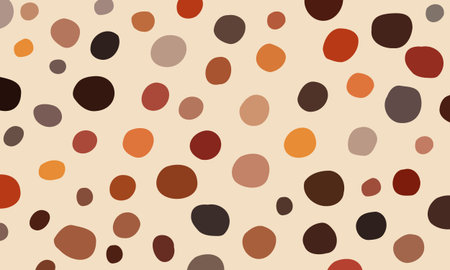 Horizontal background with confetti of abstract irregular circles in autumn colorsのイラスト素材