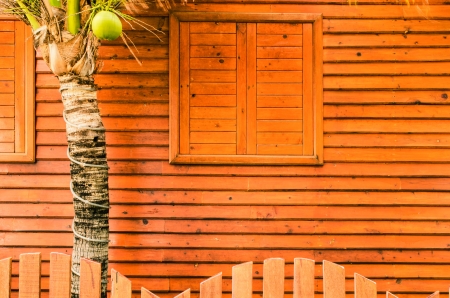 Windows and walls covered with wood  の写真素材