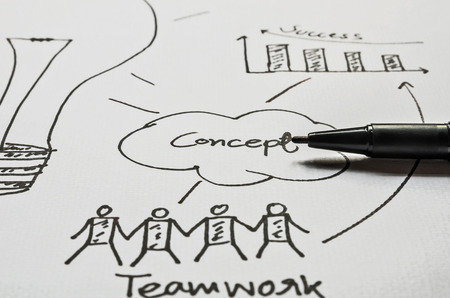 pen drawing graphics on white paperの写真素材