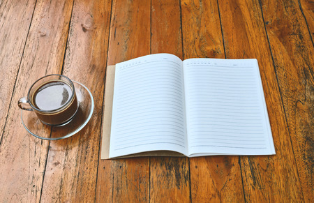 cup of coffee with book blankの写真素材